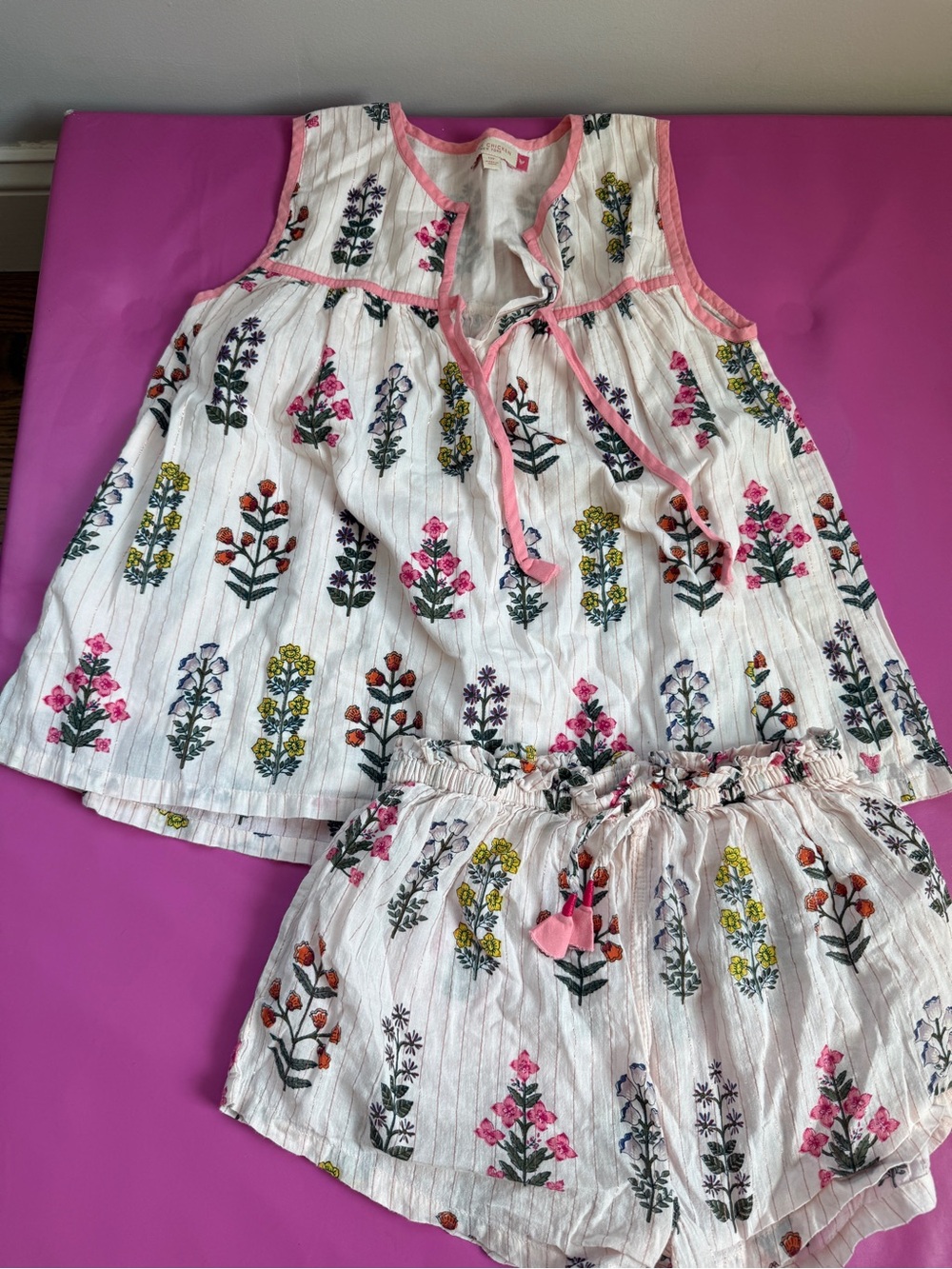 Pink Chicken Girls Floral Two-Piece Set - Pink Trim
